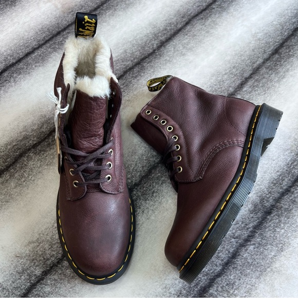 Dr Martens 1460 Pascal FL Cask Ambassador Leather Fur Lined Combat Boots - Picture 2 of 10